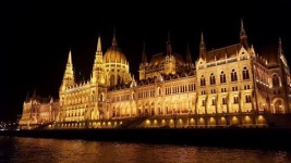 Hungarian Parliament Building along the Danube River (Budapest, Hungary)